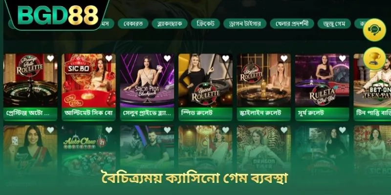 বৈচিত্র্যময় ক্যাসিনো গেম ব্যবস্থা